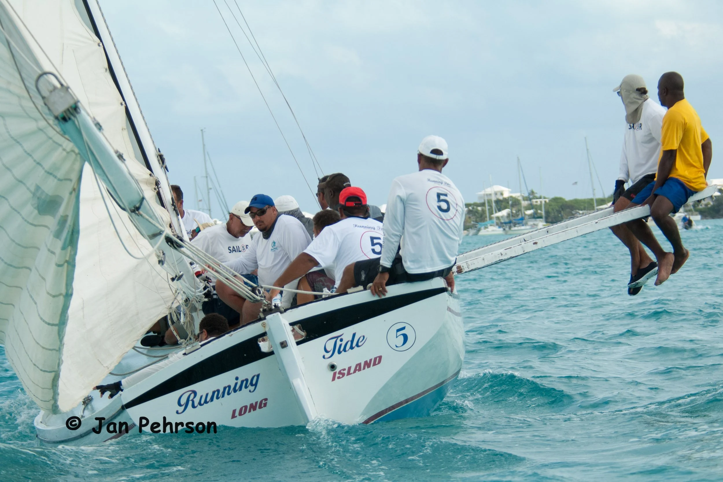 April 2018, Georgetown, Exuma, Bahamas, National Family Island Regatta, Day 3, Class A, 1st in Class, Running Tide, Stefan Knowles, Mangrove Bush, Long Island (0317)