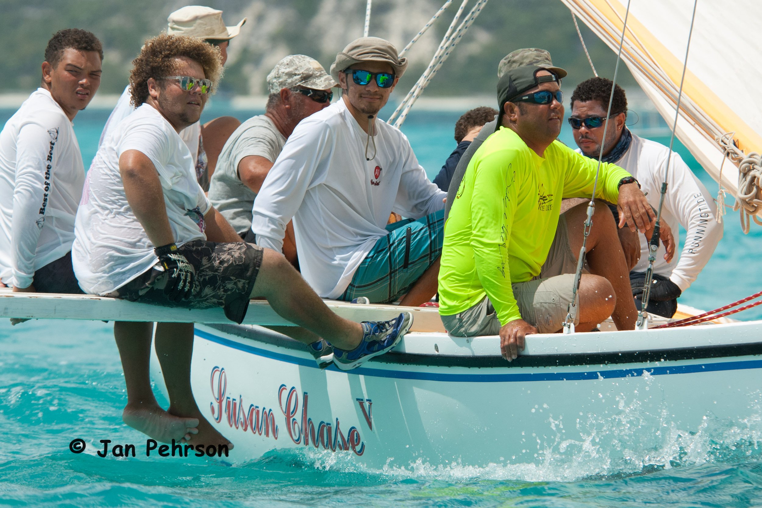April 2018, Georgetown, Exuma, Bahamas, National Family Island Regatta, Day 3, Class B, 3rd in Class, Susan Chase V, Stefan Knowles, Mangrove Bush, Long Island (0413)