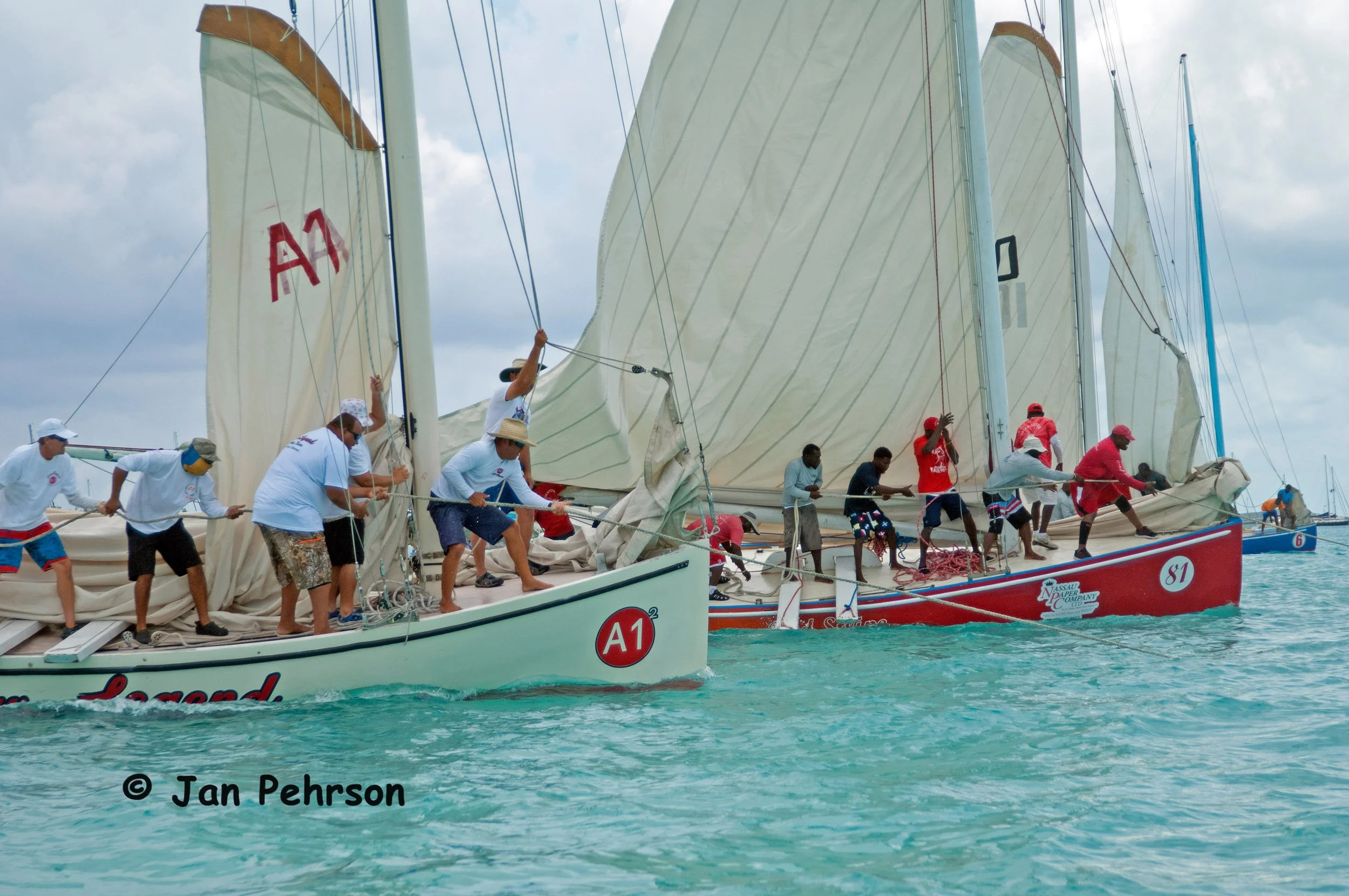 April 2018, Georgetown, Exuma, Bahamas, National Family Island Regatta, Day 2, Class A Start (0213)