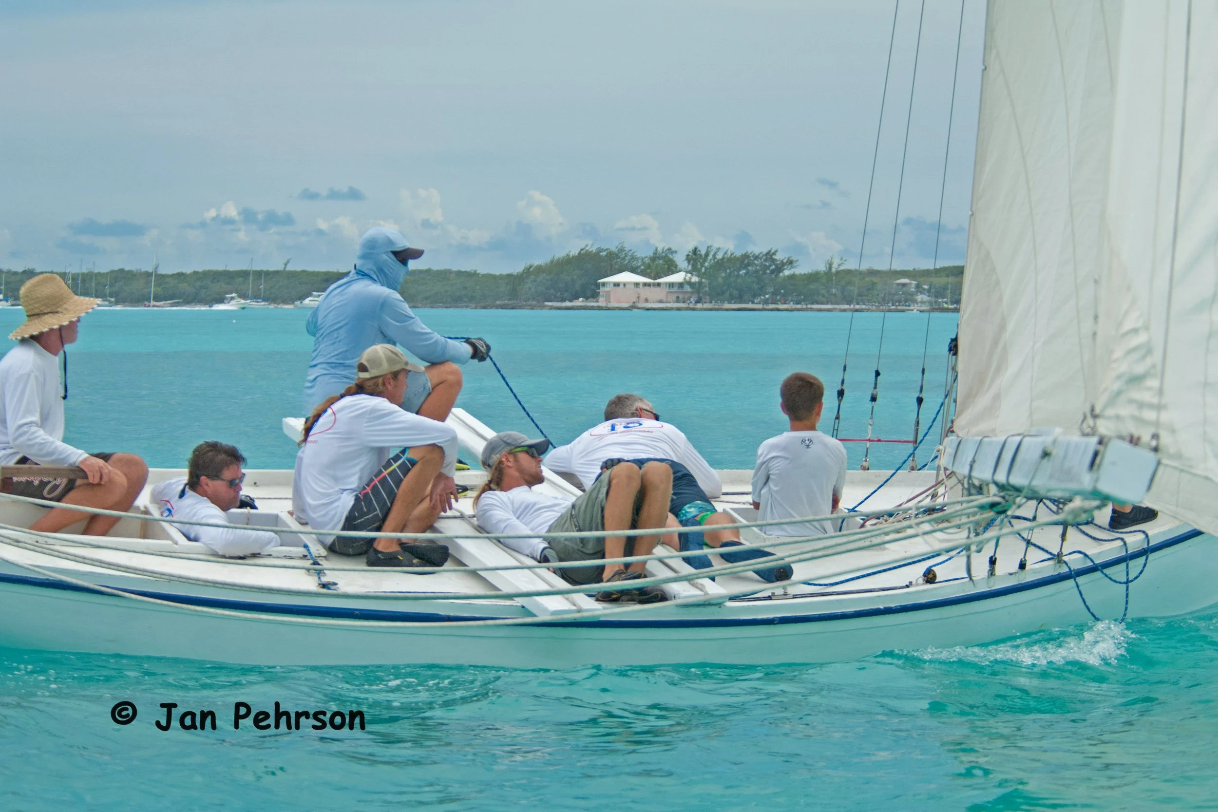 April 2018, Georgetown, Exuma, Bahamas, National Family Island Regatta, Day 2, Class B, 1st Place, Lonesome Dove, Jeff Gale, Hope Town (0031)