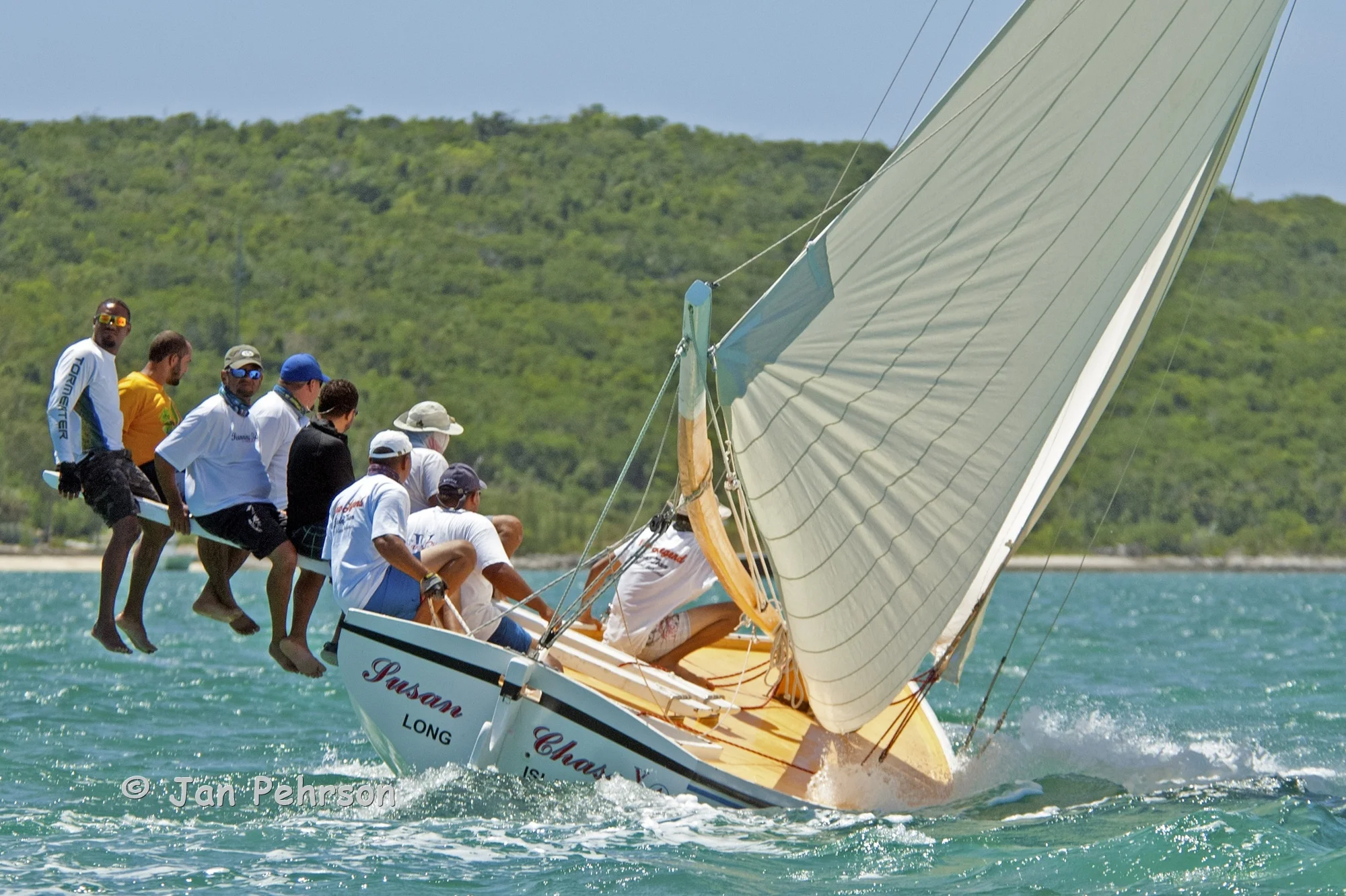May 2018, Salt Point, Long Island, Bahamas, Long Island Regatta, Day 1, Class B - Susan Chase V (0468)