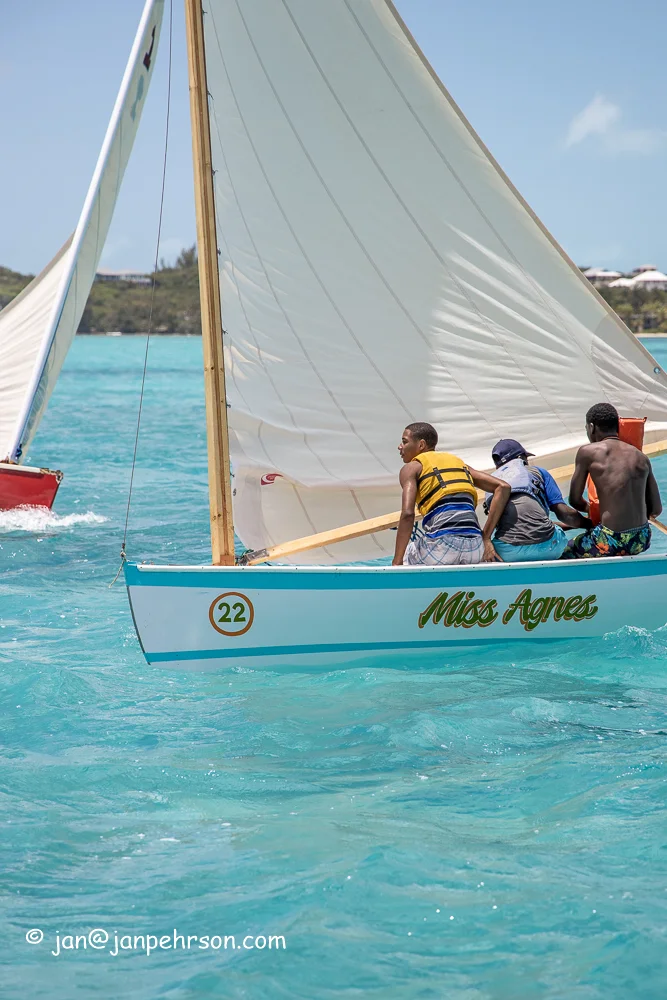April 2019, George Town, Exuma, Bahamas, Exuma Sailing Club Regatta, E-Class Sloop "Miss Agnes"