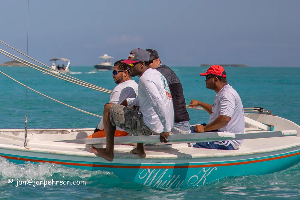 April 2019, George Town, Exuma, Bahamas, Family Island Regatta Day 1 Cup Race, C-Class, Whitty K, 1st in Class (0129)