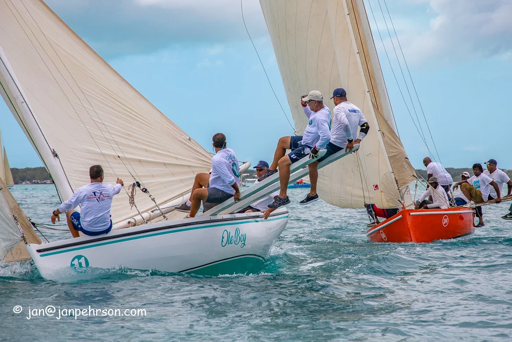 April 2019, George Town, Exuma, Bahamas, Family Island Regatta Day 1 of Championship, B Class, Ole Boy &amp; Lady Sonia (0441)