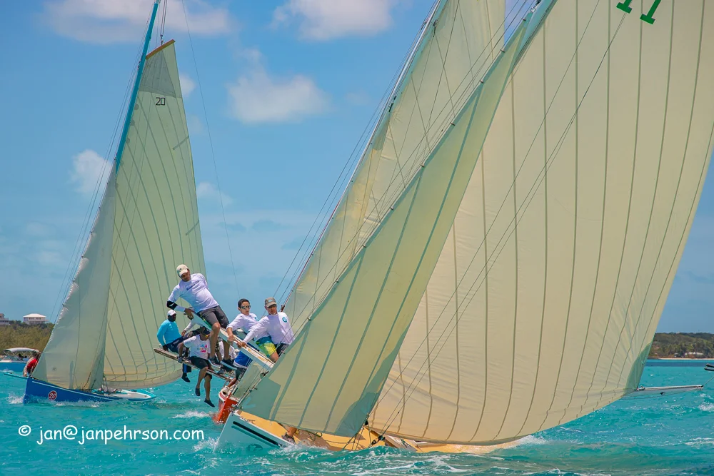 April 2019, George Town, Exuma, Bahamas, Family Island Regatta Day 2 of Championship, B Class Mark Rounding (0457)   )