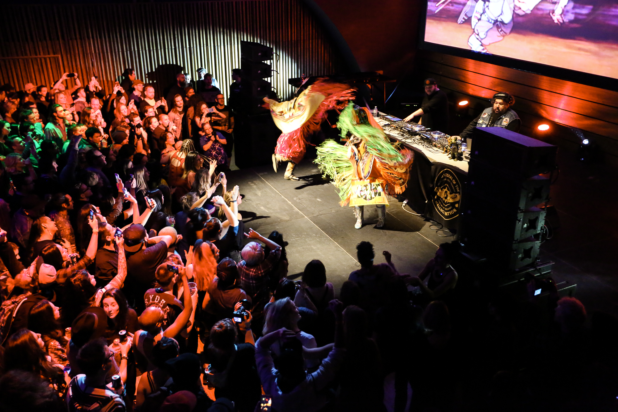 A Tribe Called Red performing at Studio Bell After Hours, 2018. Photo: Kayla Graham (@kreatelove)