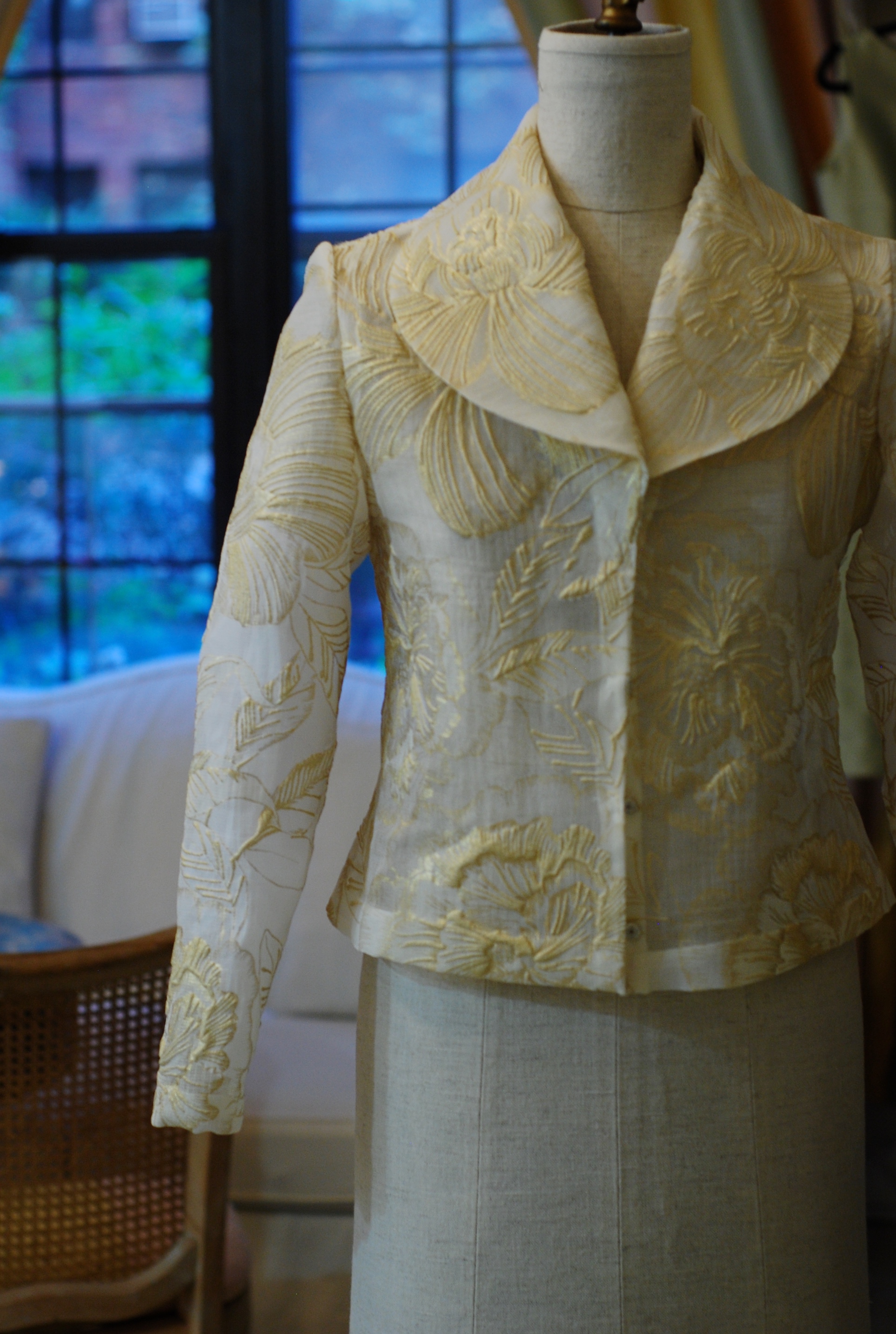 Gold Embossed Flower Organza jacket for client