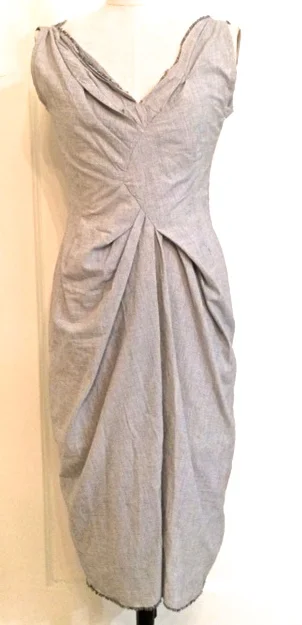 cotton mini-check draped dress