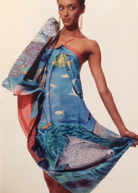 cotton fish dress painted by Eve Vaterlaus. photo- Warren Mantooth