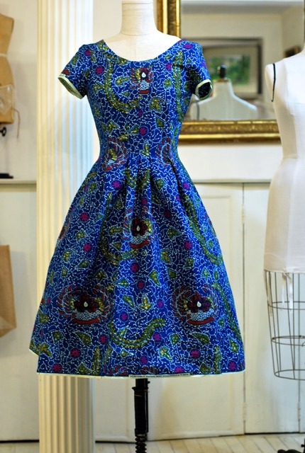 wax-print cotton - with selvage-edge finishing- size 4 - 12 in various prints - $475. - $575. depending on customization 