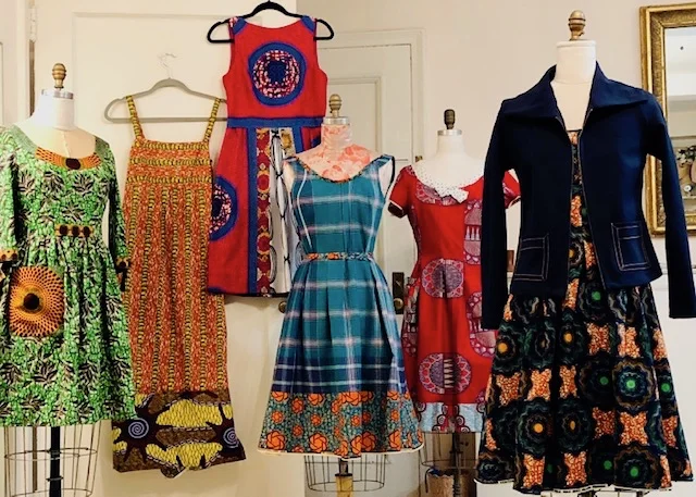 new Dutch wax print dresses in progress in my studio