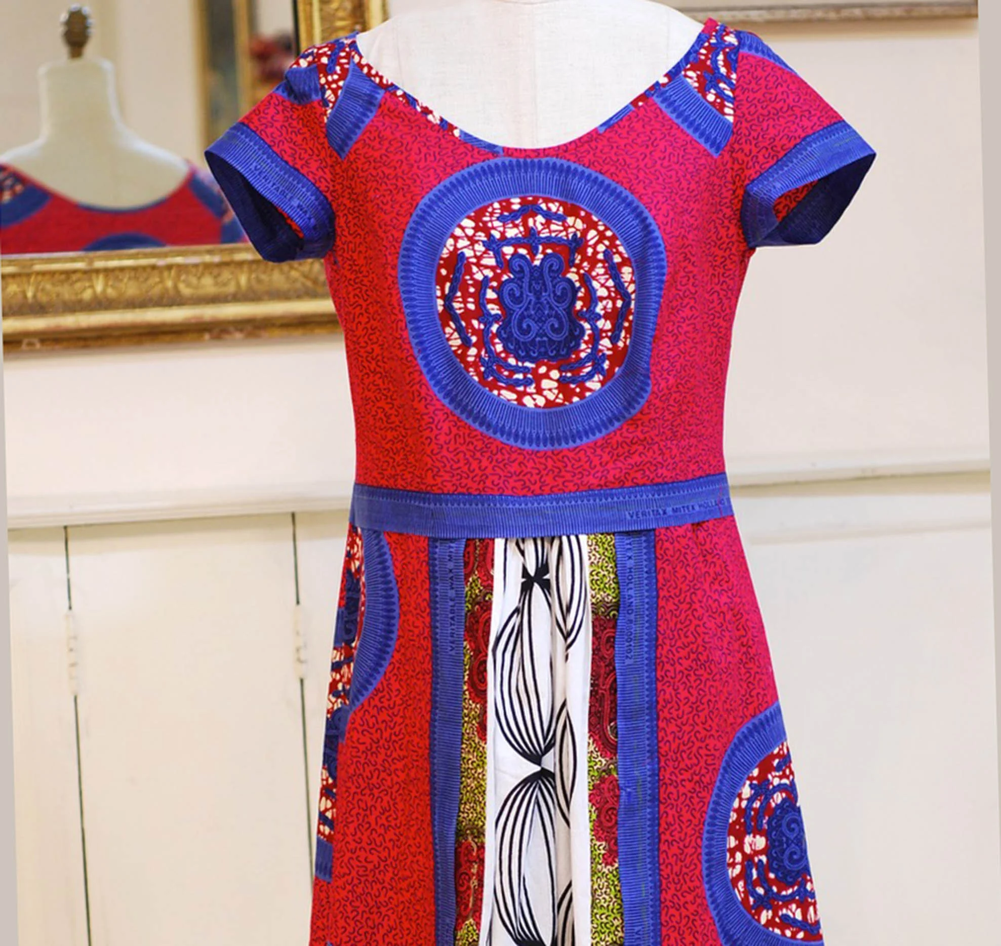Marrekech Dress - multi cotton dutch wax African Prints