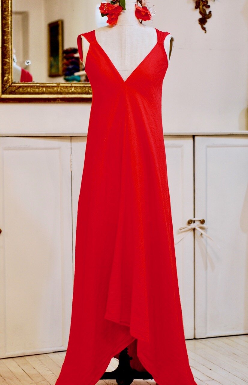  Red Cotton Gauze  Ophelia  dress - special order - please  inquire here  
