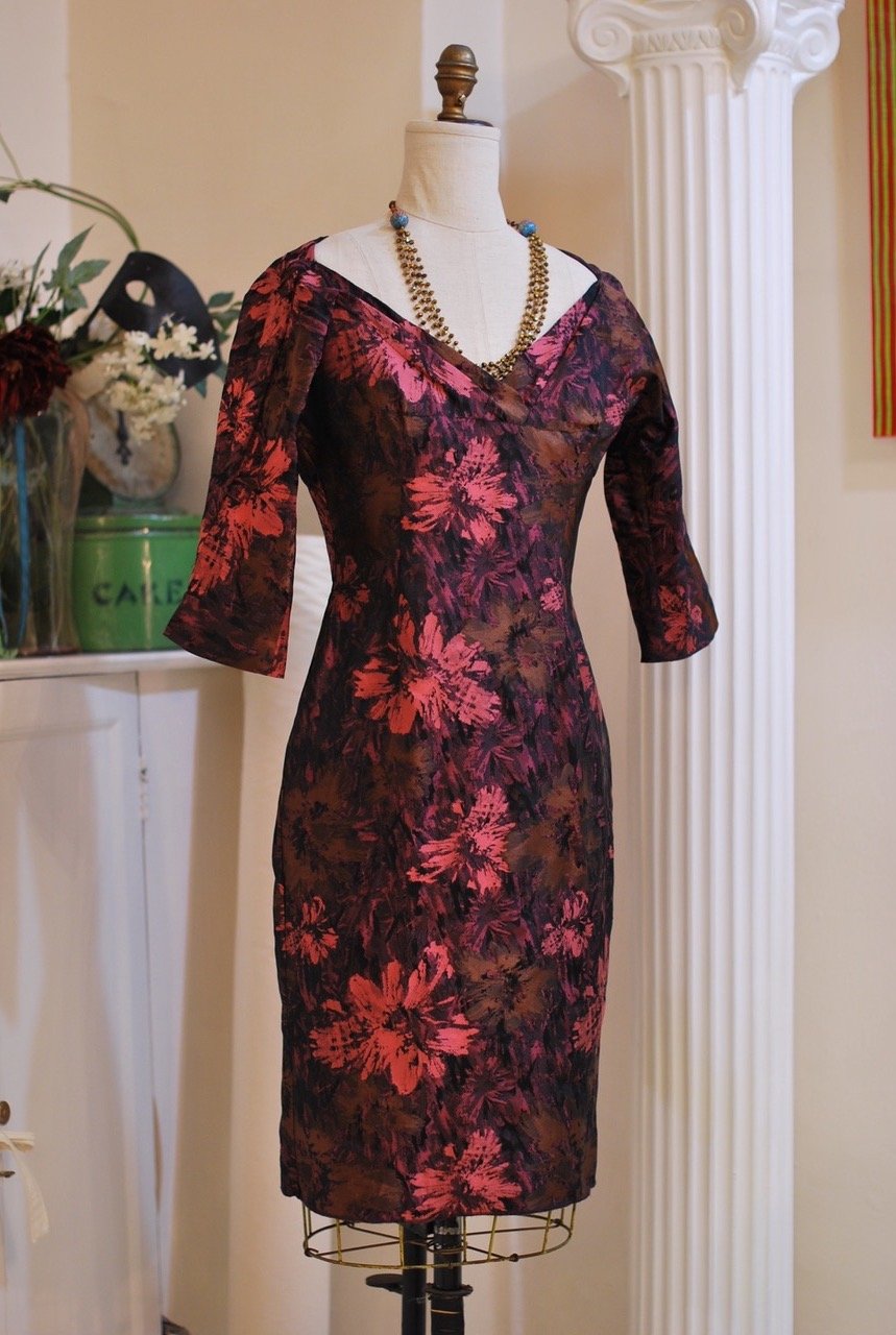  poly- brocade cheongsam dress  size 6-8  - $750.  