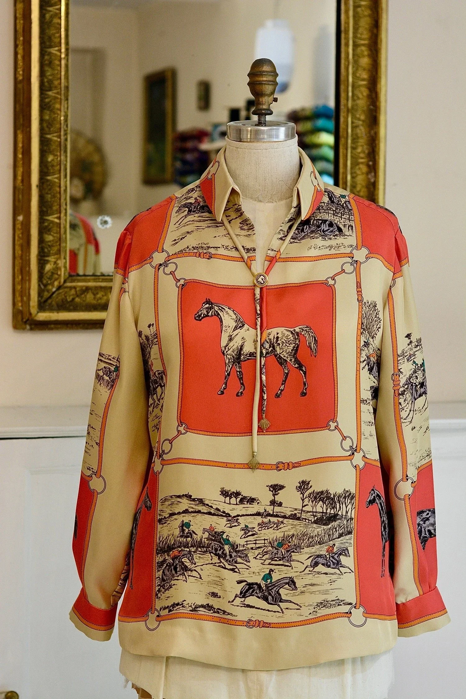Hermes Panel silk twill blouse - special order