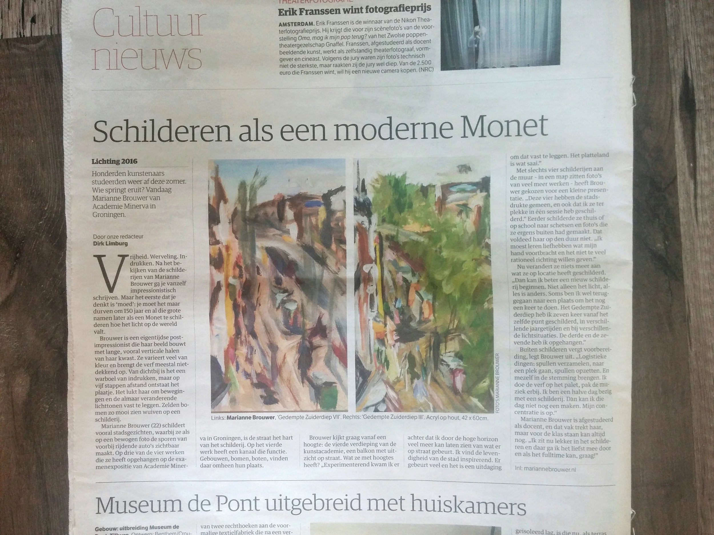In het NRC: 'Schilderen als een moderne Monet'