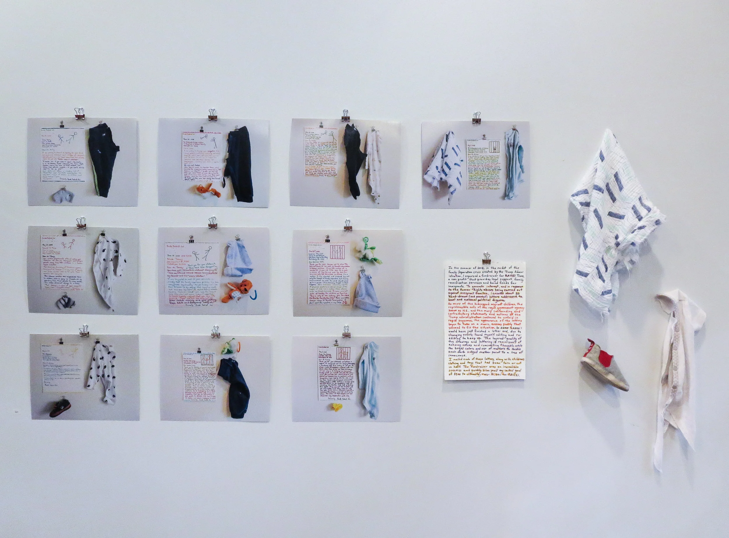 Installation documenting Letters of Dissent project, 2018