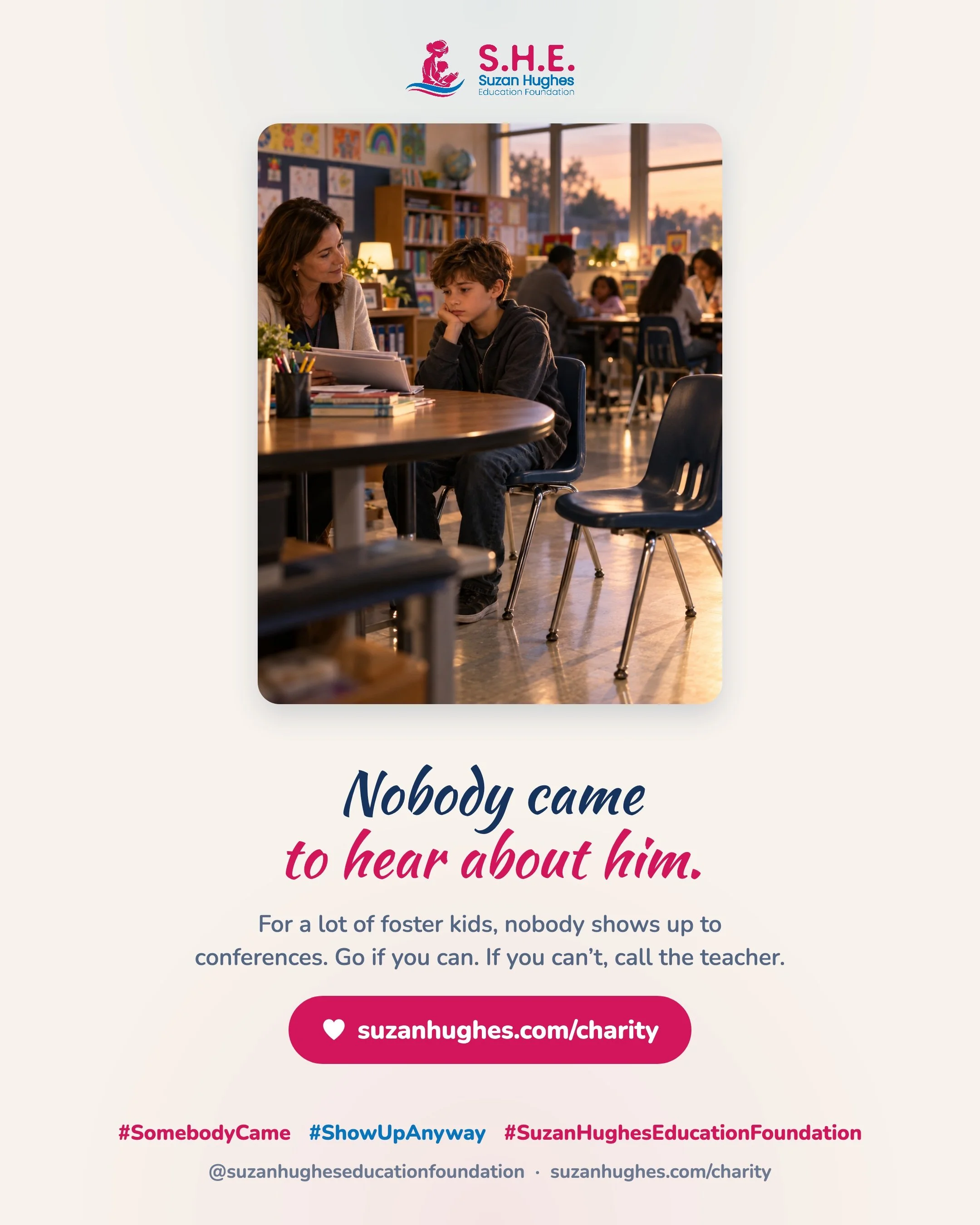 It was parent-teacher night. The teacher had good things to say about him. He's reading better, he helps the younger kids, and he finally raised his hand in math.

But nobody came to hear it.

For a lot of kids in foster care, nobody shows up to conf