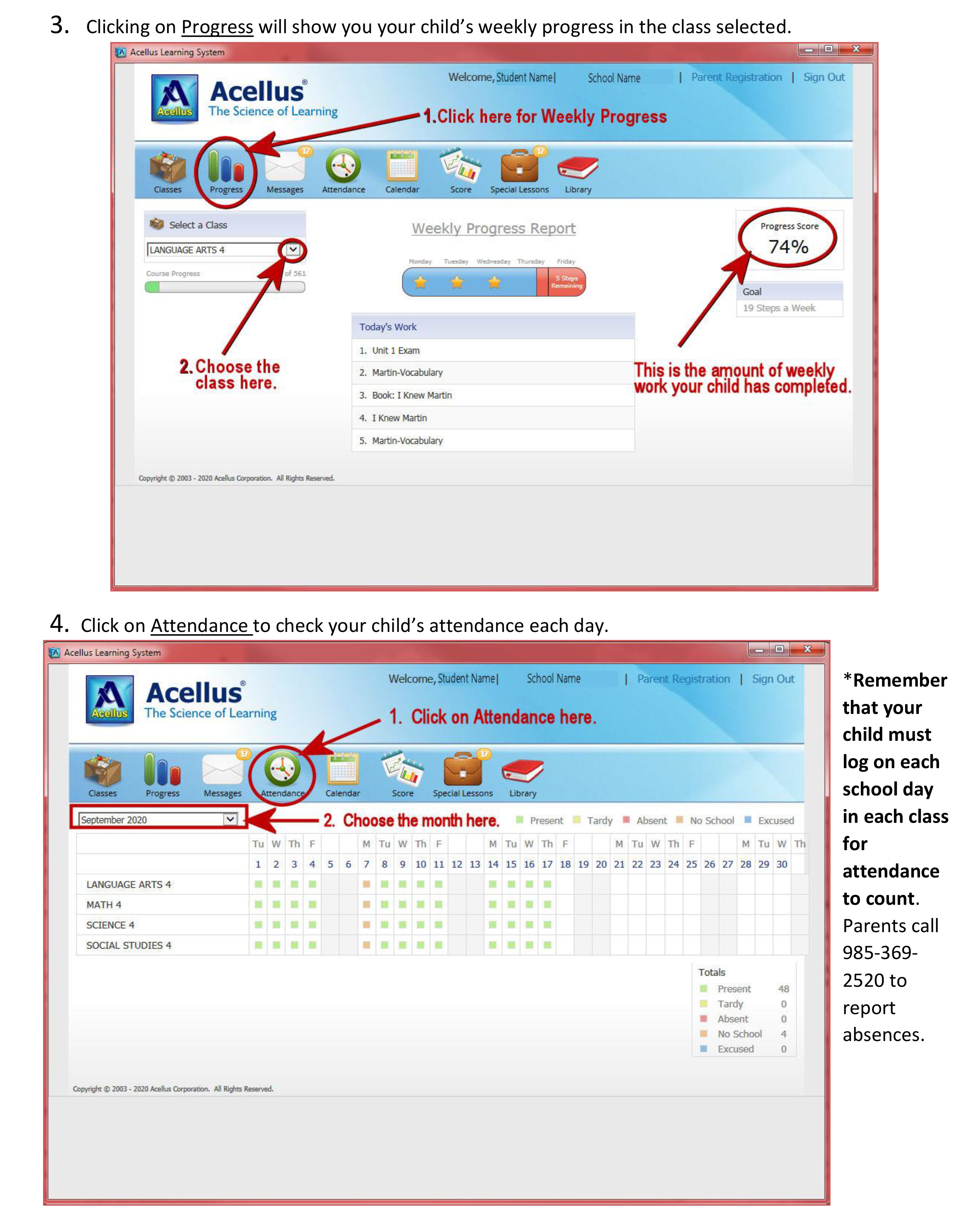 Viewing Your Child's Progress in Acellus — Assumption Parish Schools