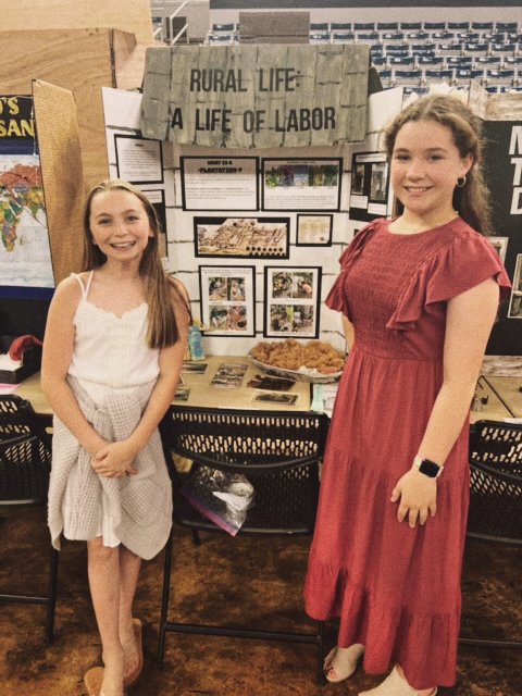   Pierre Part Elementary’s 6th Grader Mia Landry and 7th Grader Kennedie Crochet received third place at the 2023 Louisiana Social Studies Fair for their anthropology entry about rural life. The project was entitled “A Life of Labor.”  