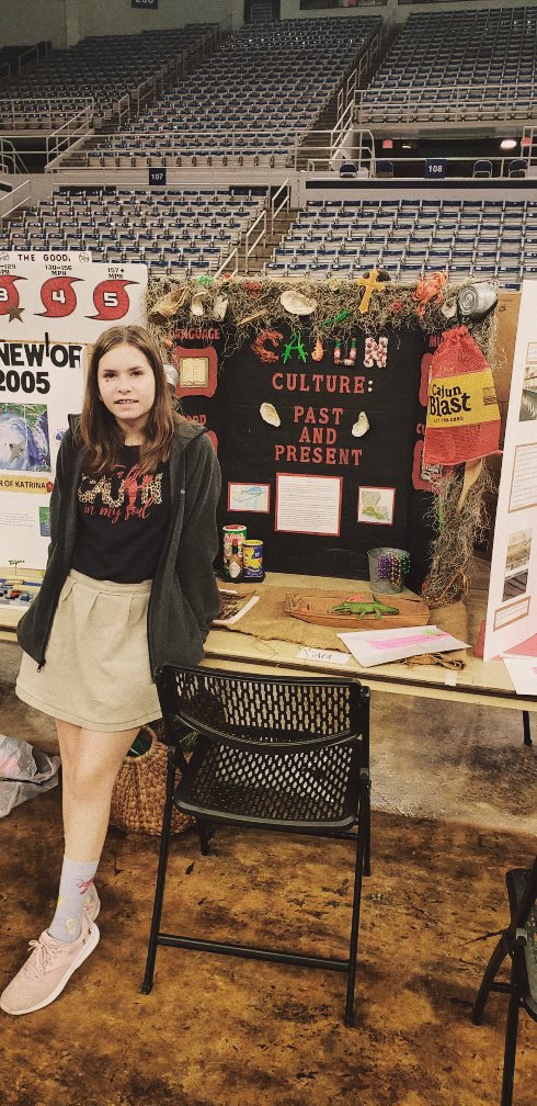   Pierre Part 8th Grader Ally Hue recently competed at the 2023 Louisiana Social Studies Fair in Lake Charles in the category of Louisiana history. She presented a project on Cajun Culture  