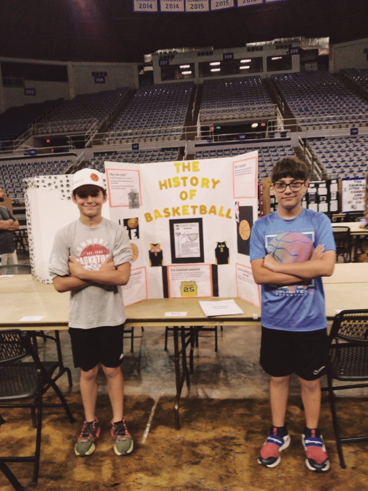   Pierre Part Elementary 5th graders Daiten Breaux and Saul Oullette won fifth place at the 2023 Louisiana Social Studies Fair for their presentation on the history of basketball.  