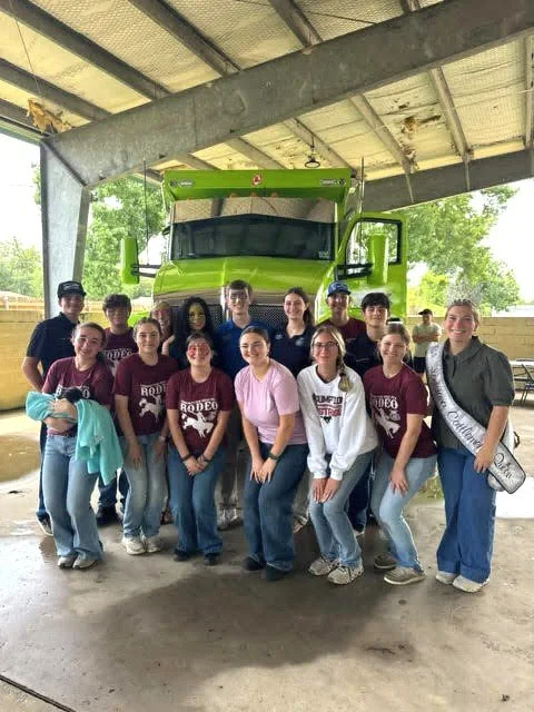  Pictured are the FFA Local and State Officer volunteers, from left to right (back row): Parker Boudreaux, Tanner Landry, Rubie Parkinson (State FFA), Maycee Pleasant (State FFA), Owen Kelly (State FFA), Anna Hebert, Michael Esneault , and Easton Chi