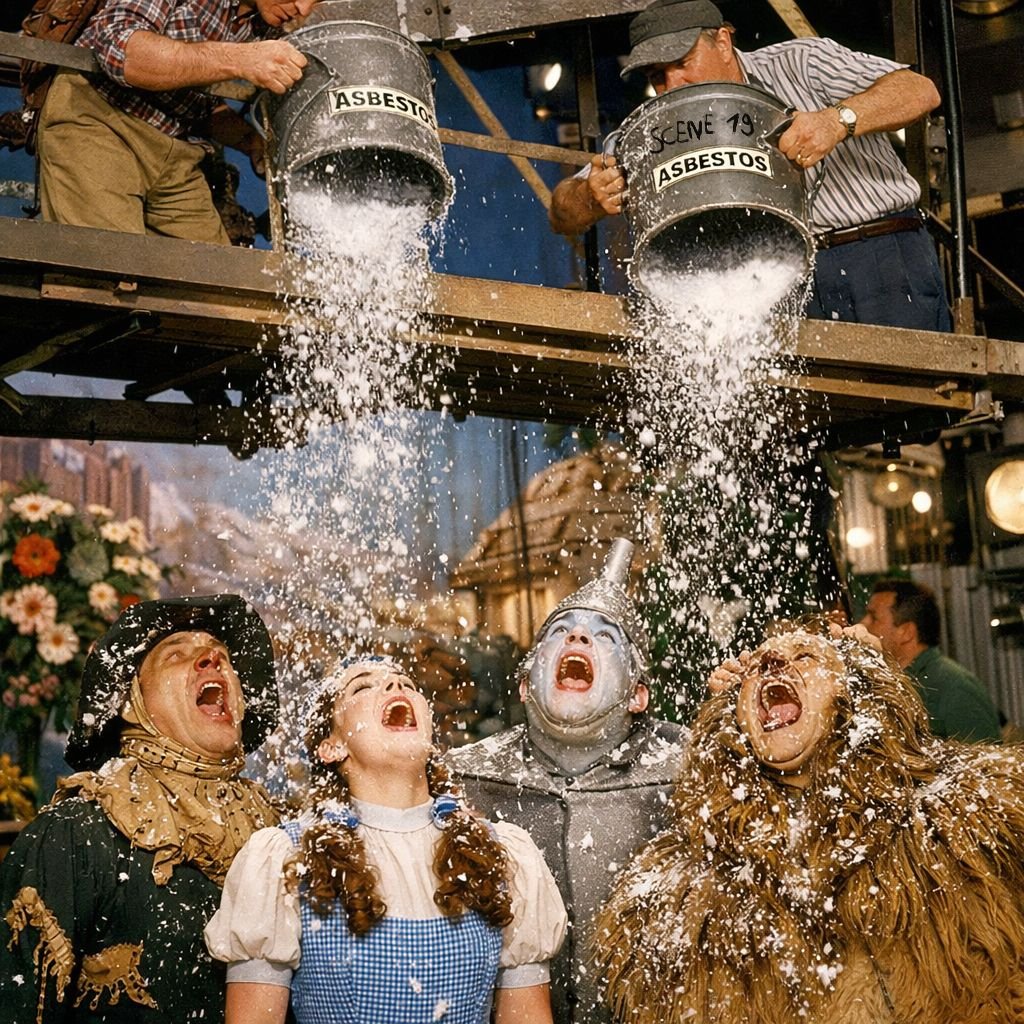 Fr&uuml;her mussten Schauspielende nicht selten #Asbest schlucken, wenn sie in einer Szene mit Schneefall vor der Kamera standen. Anschlie&szlig;end gingen sie heim, in ihr gr&uuml;n gestrichenes Arsen-Wohnzimmer und g&ouml;nnten sich noch eine Zigar