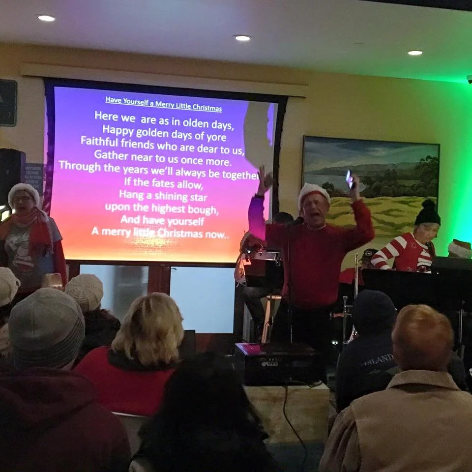 Holiday Sing-a-long, 5:00! SB Trombones Society, Community Sing-Along/ Geezy's BBQ 12:00