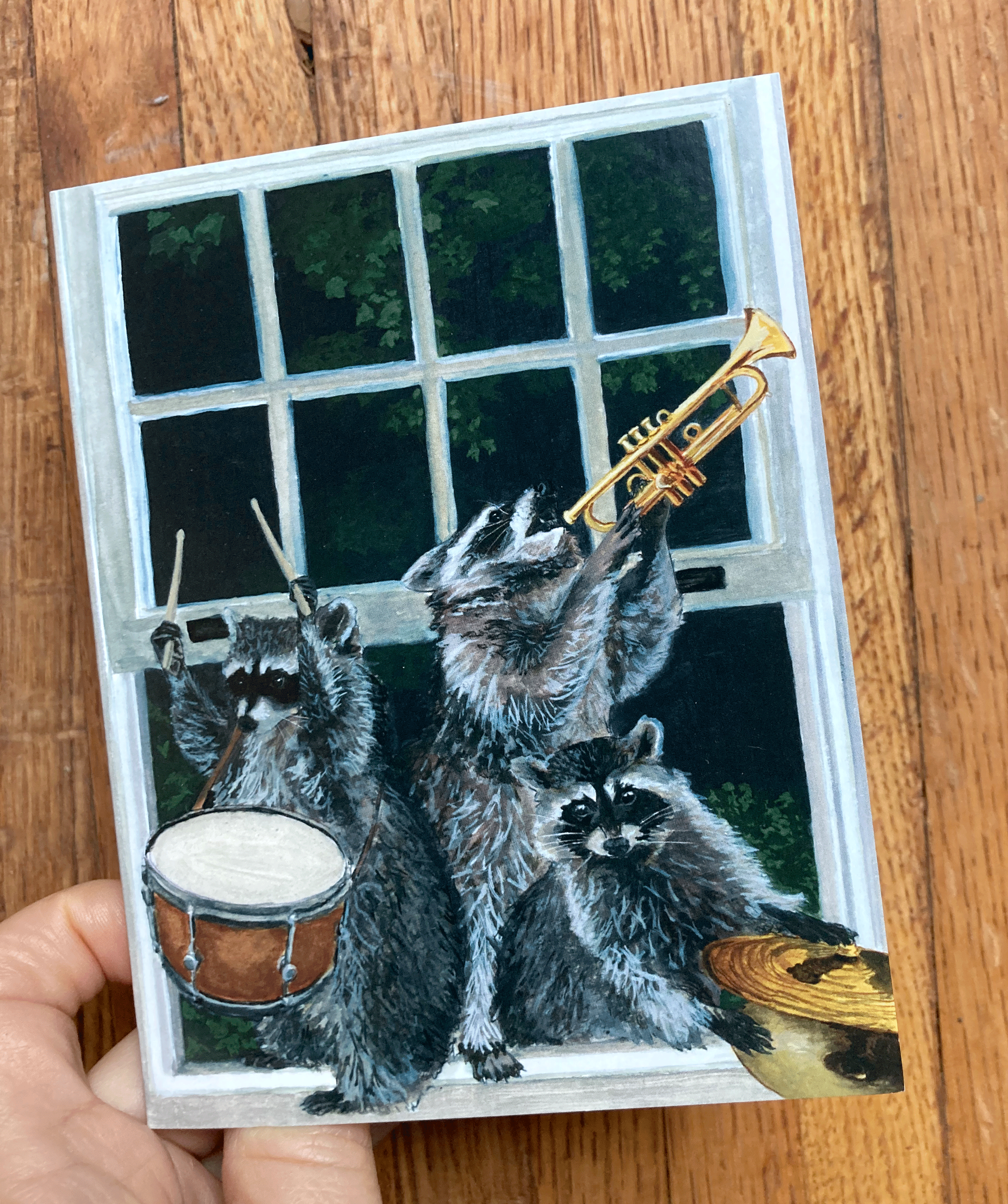 Raccoon Band Greeting Card