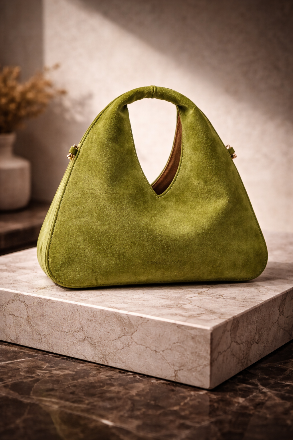 The Olive Muse Faux Suede Bag