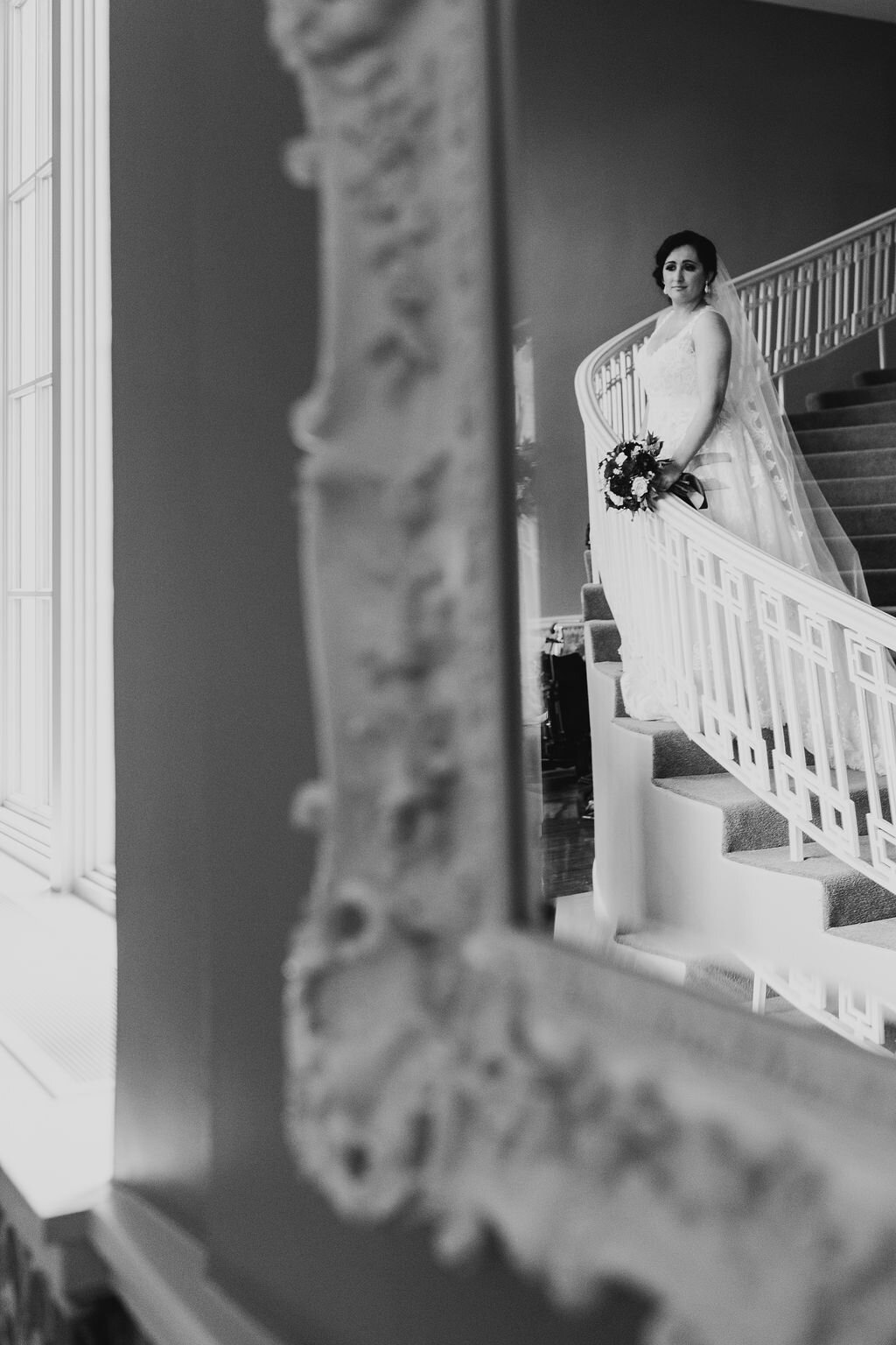 13 Bride Mirror Wedding Dress Calhoun Beach Club Staircase Coordinator.jpg