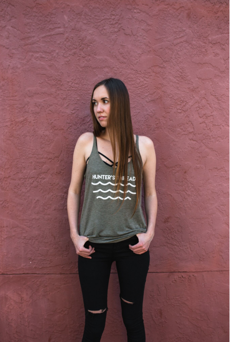 HT Waves Heather Olive Green Women's Tank_2.png