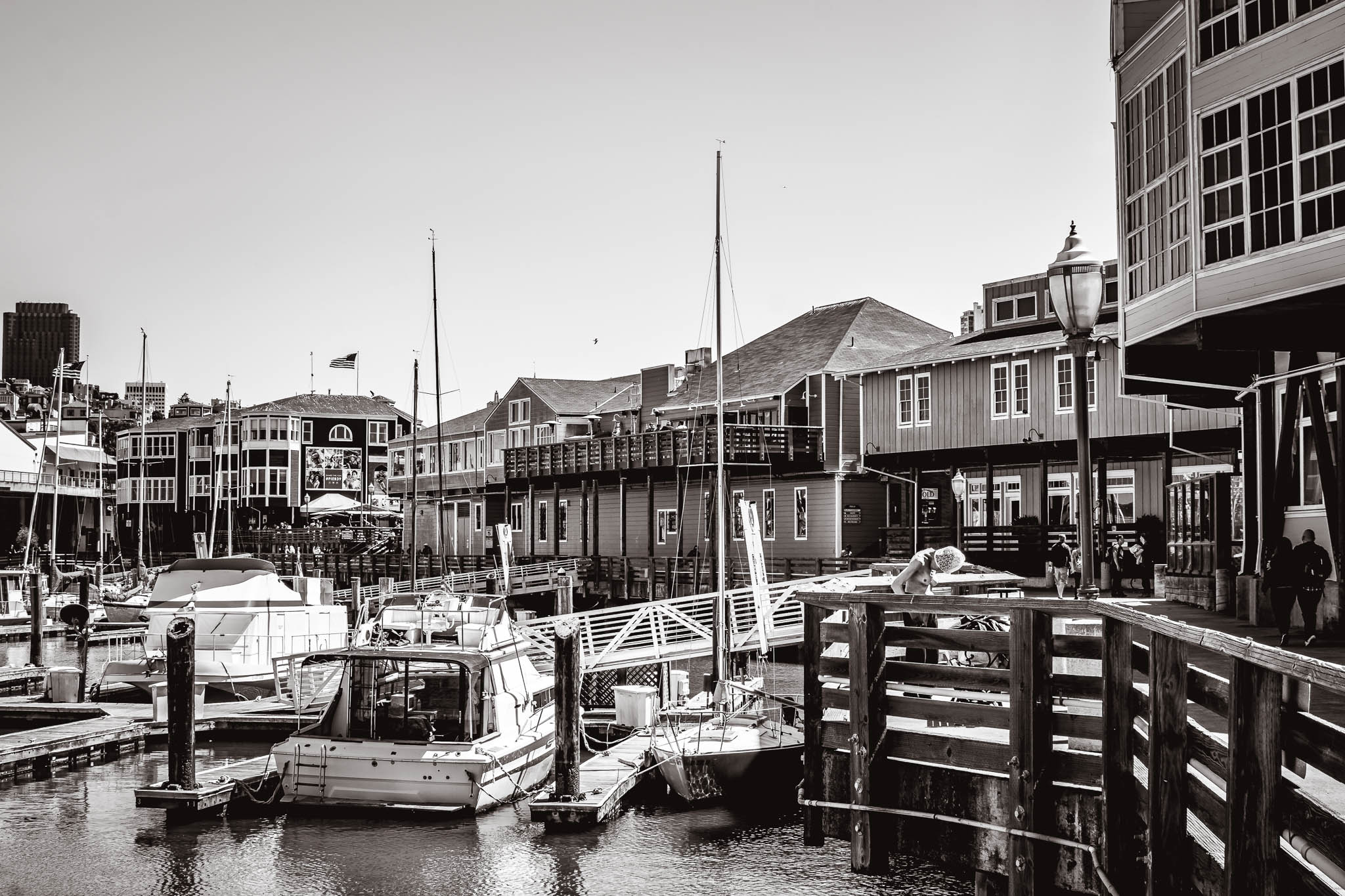 Older Lady bathing at Fisherman's Warf.