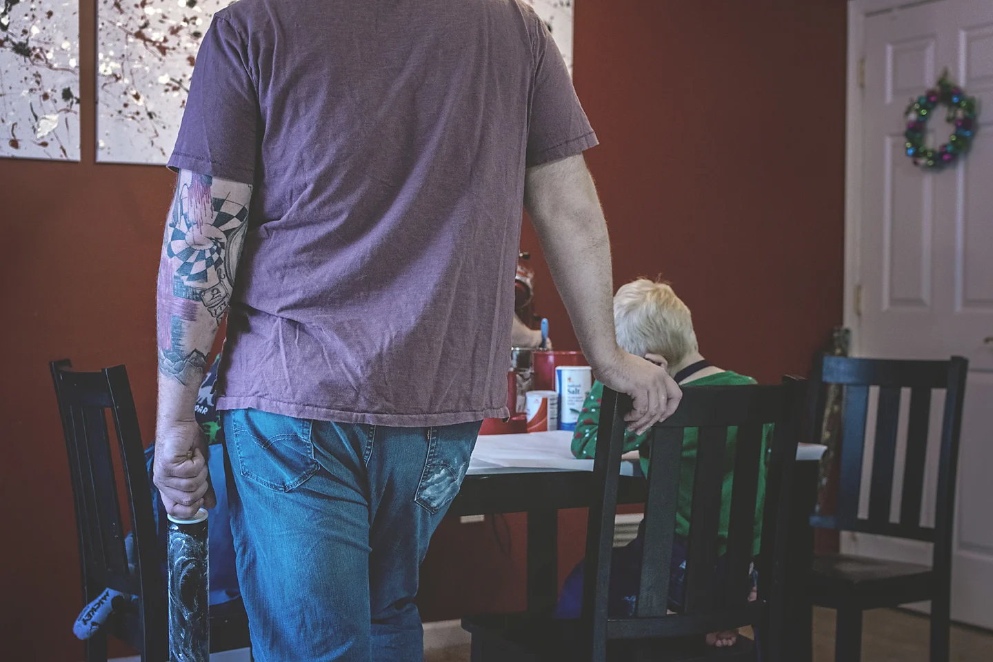 um, let's all pause here (yes, you can all oogle my man's butt). Flour on his pants, holding a rolling pin, and a tatted up arm... *swoon*