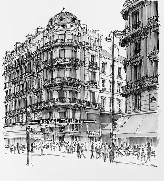 Somewhere in Paris - perhaps the Royal Trinite will be enough of a clue for someone to tell me exactly where this is. I&rsquo;m posting a Hyperlapse video of this drawing on IGTV if you&rsquo;re interested in seeing it take shape. It&rsquo;s at a les