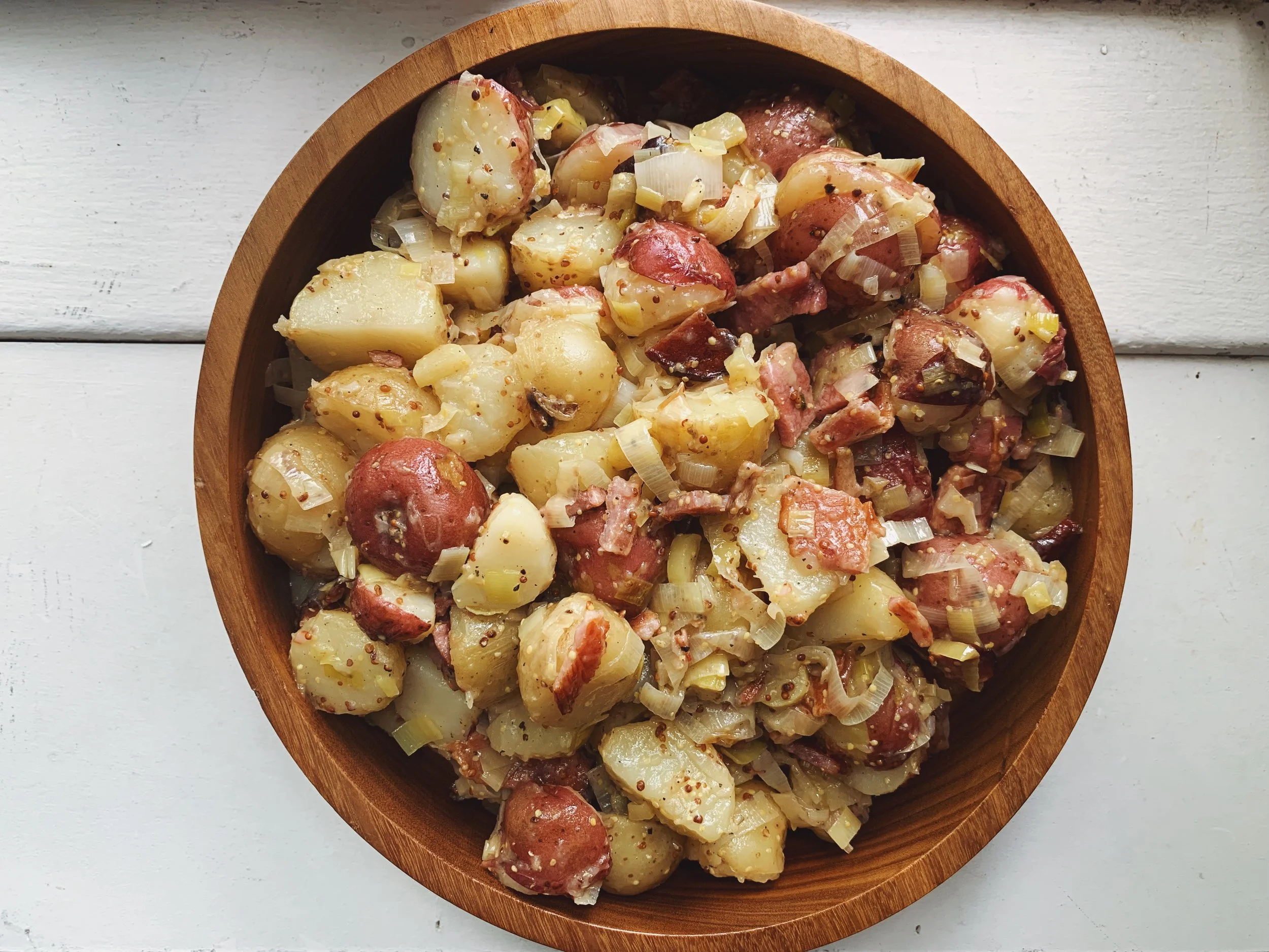 Warm Potato Salad with Leek and Bacon — the apron edge