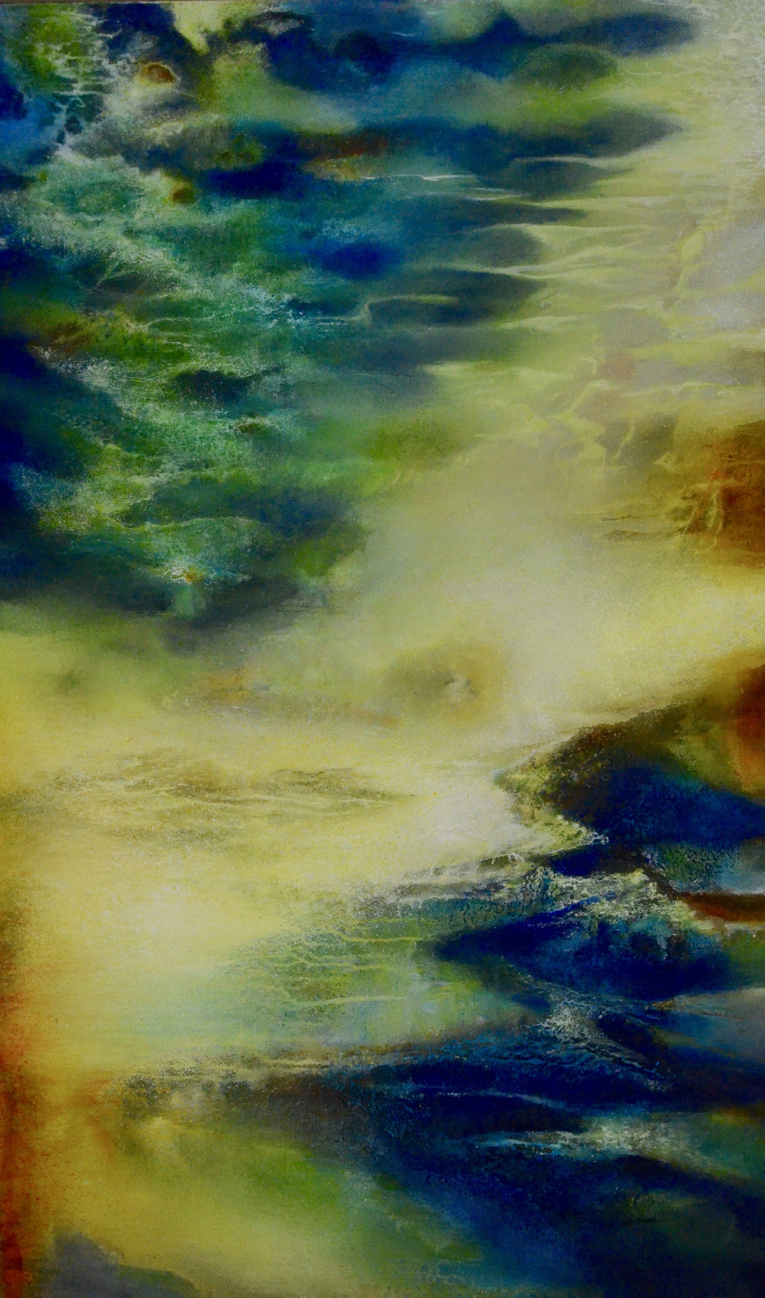Summer Water, 2014, oil and ash on canvas, 60"x36", status: Private Collection, Brooklyn,NY