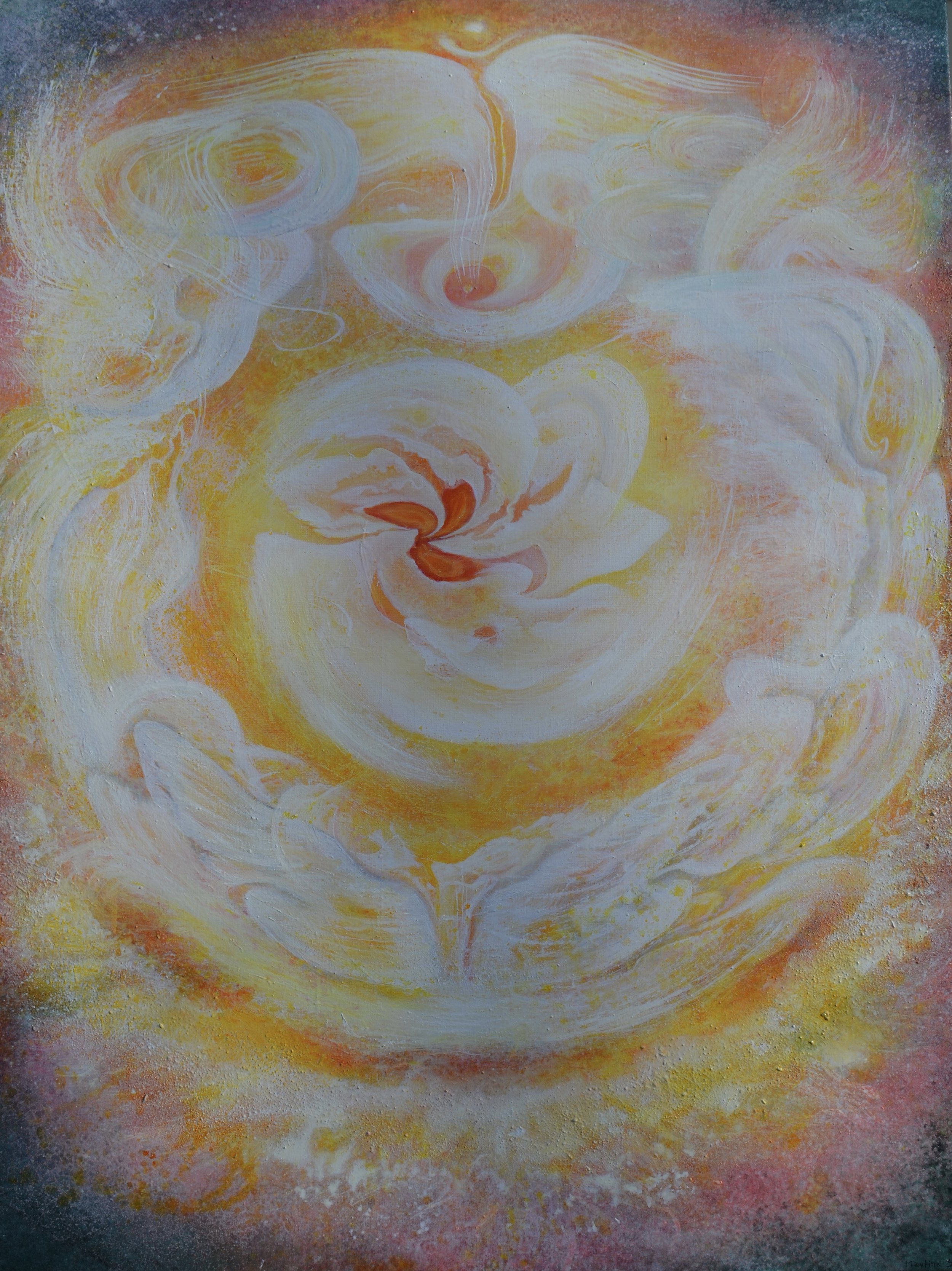 Cosmic Beginnings, 2022, oil on linen, 40"x30" status: Private Collection, Sarasota, FL