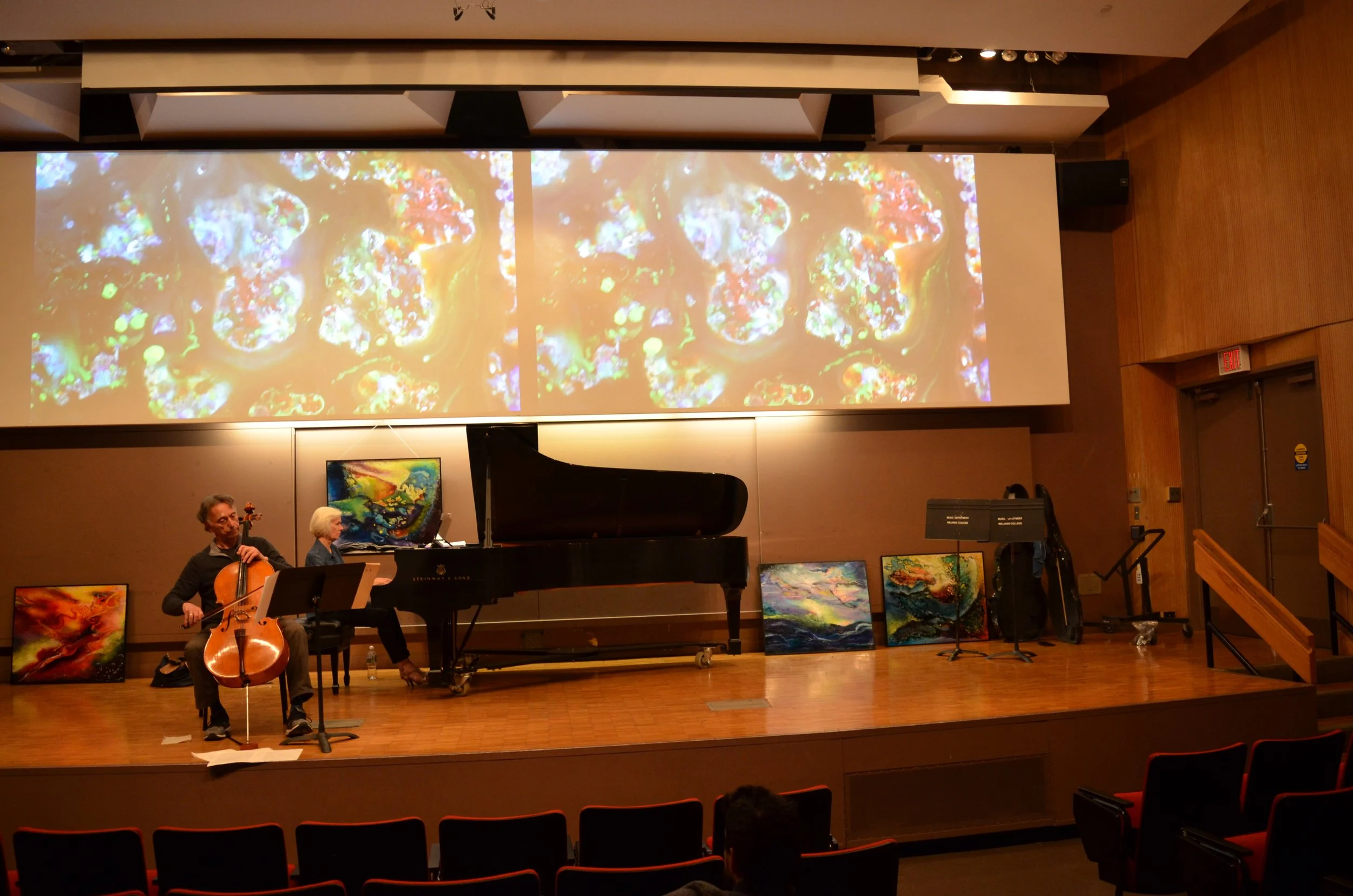 Beethoven Cello Sonata Project at Williams College, Rehearsal Picture, Ronald Feldman, cello, Doris Stevenson, piano