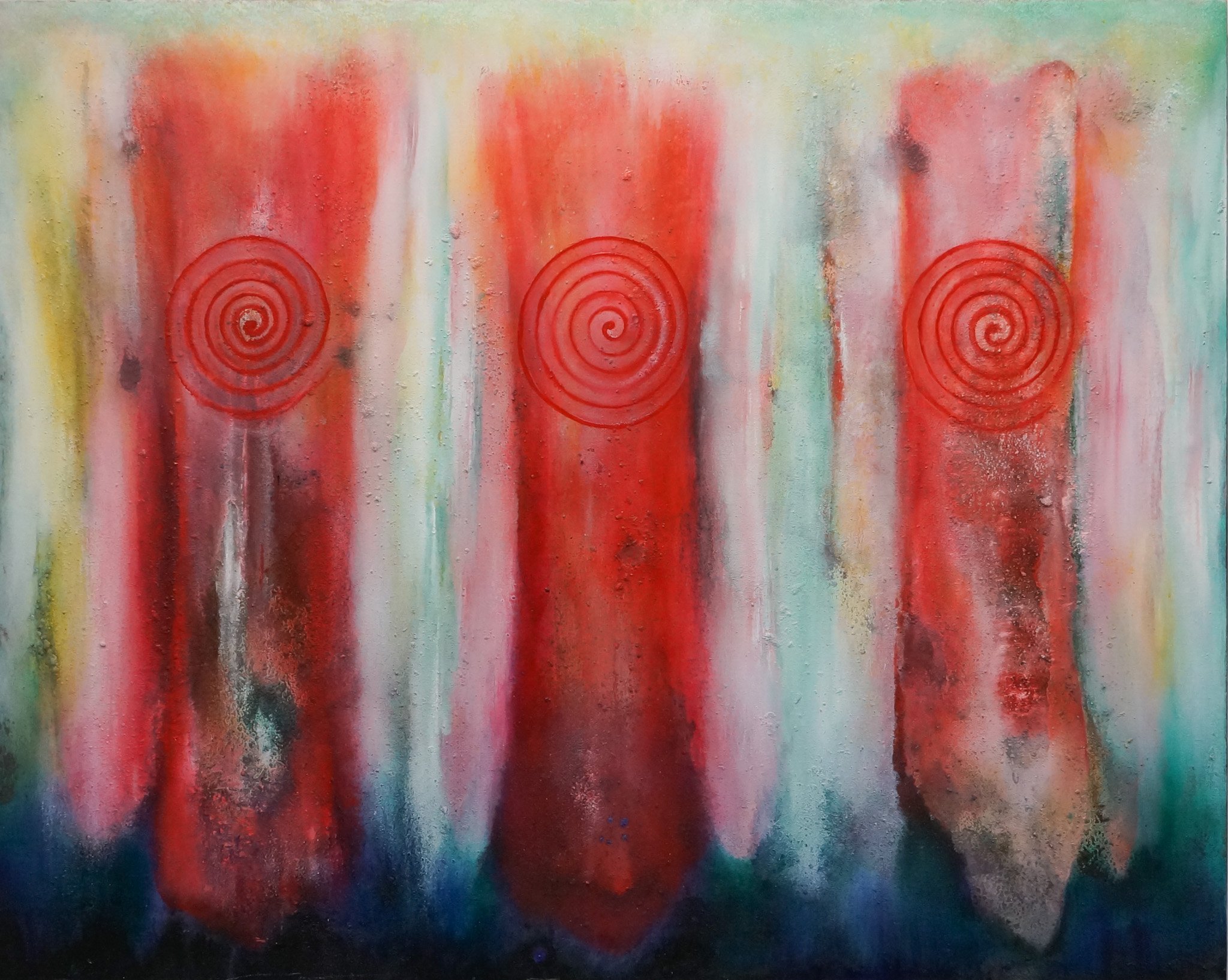 "Sacred Beginnings/Angel Series", Archai - Angels of Personality and Time, 2024, 48"x60", oil, pigment and earth on linen