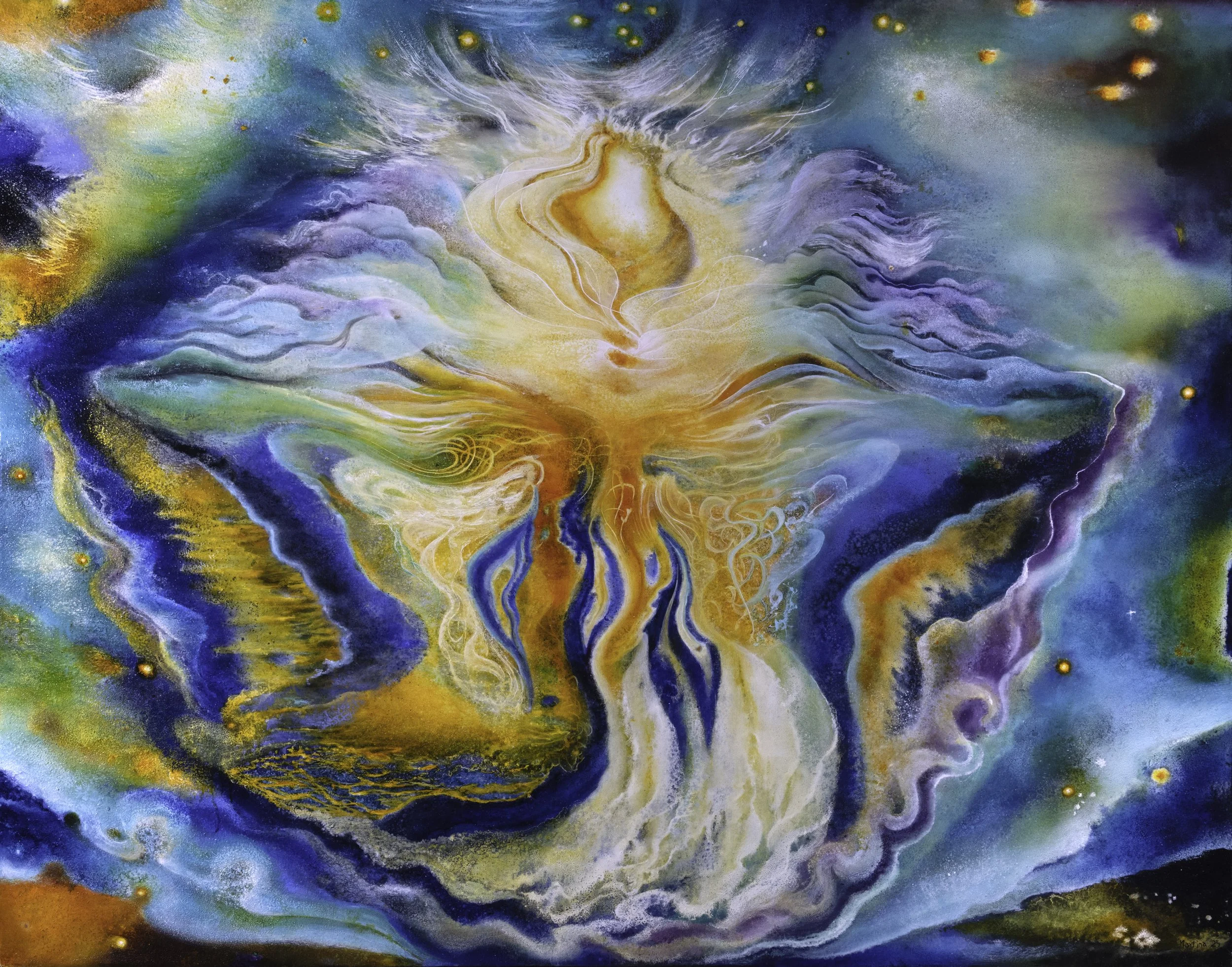 "Liquid Light", 2025, oil, acrylic, earth and dry pigment on linen, 48" x60", status: private collection