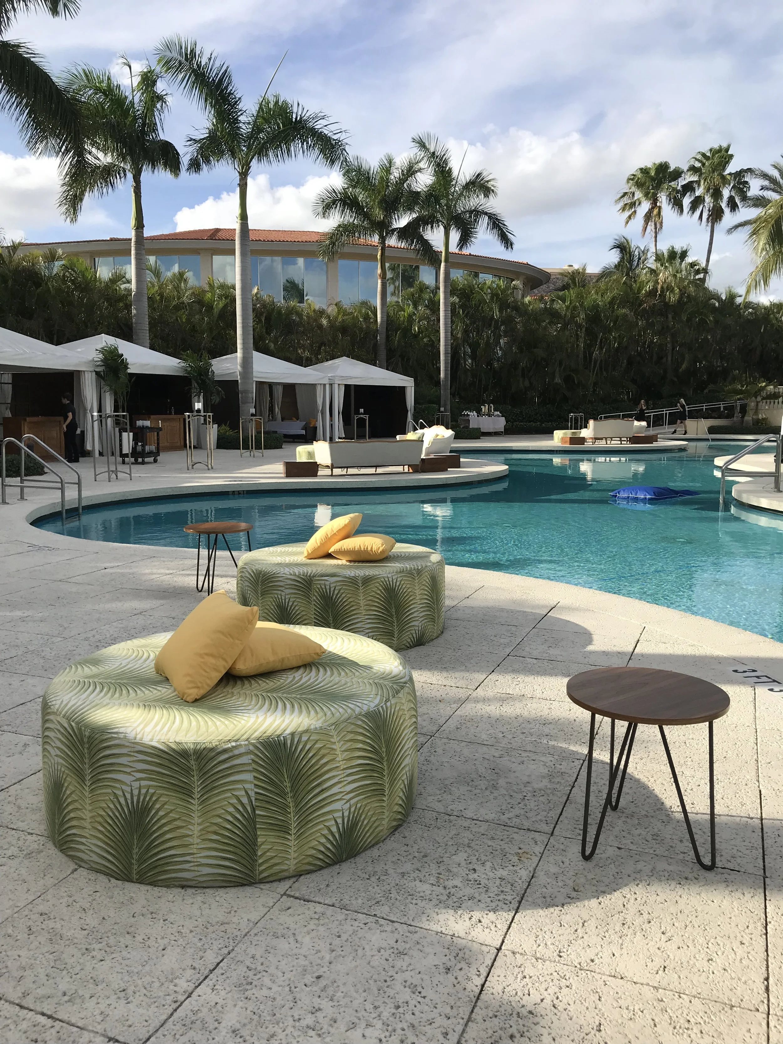 Palm ottomans by Ronen Rental