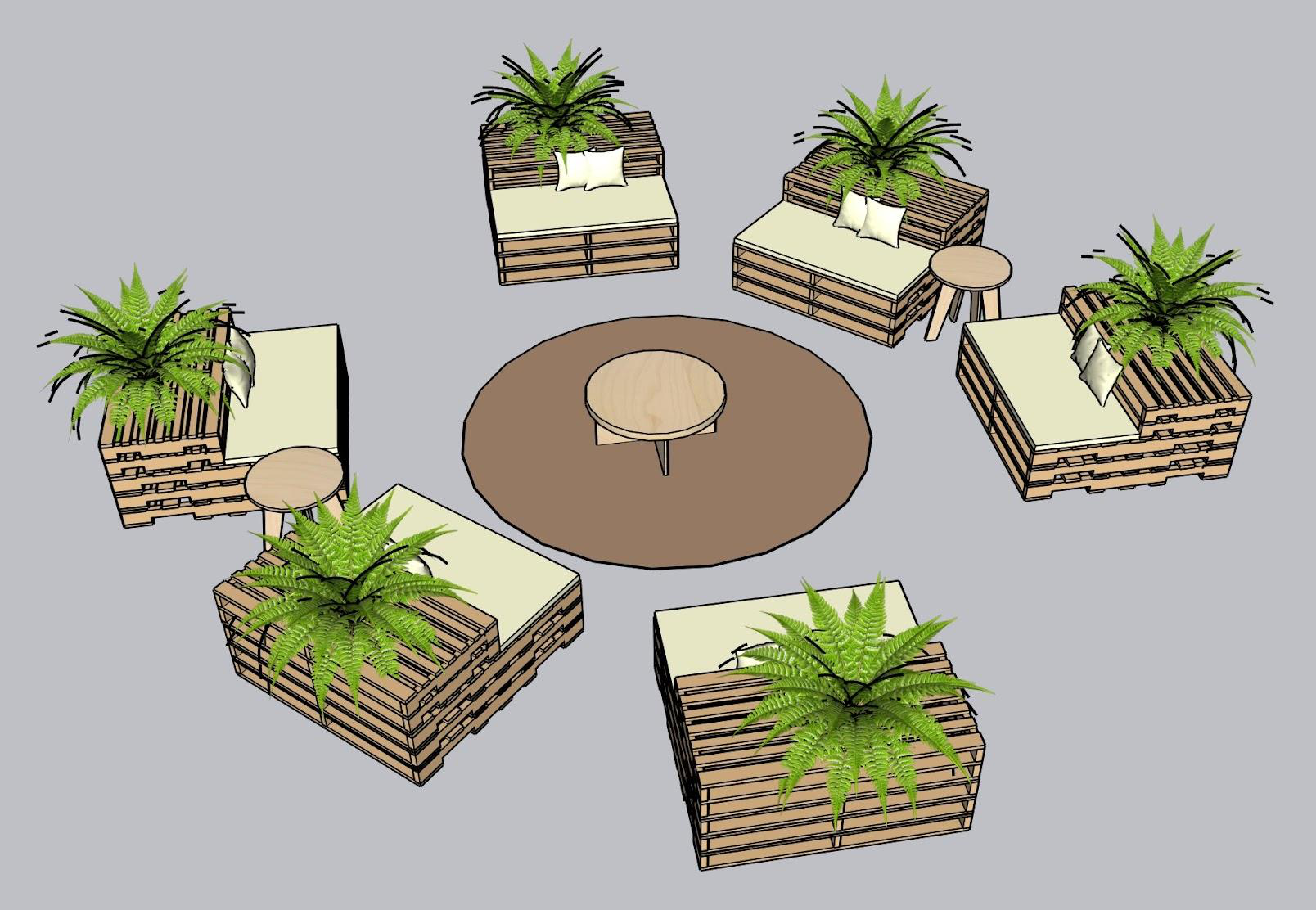 Rendering of a circle lounge for an event