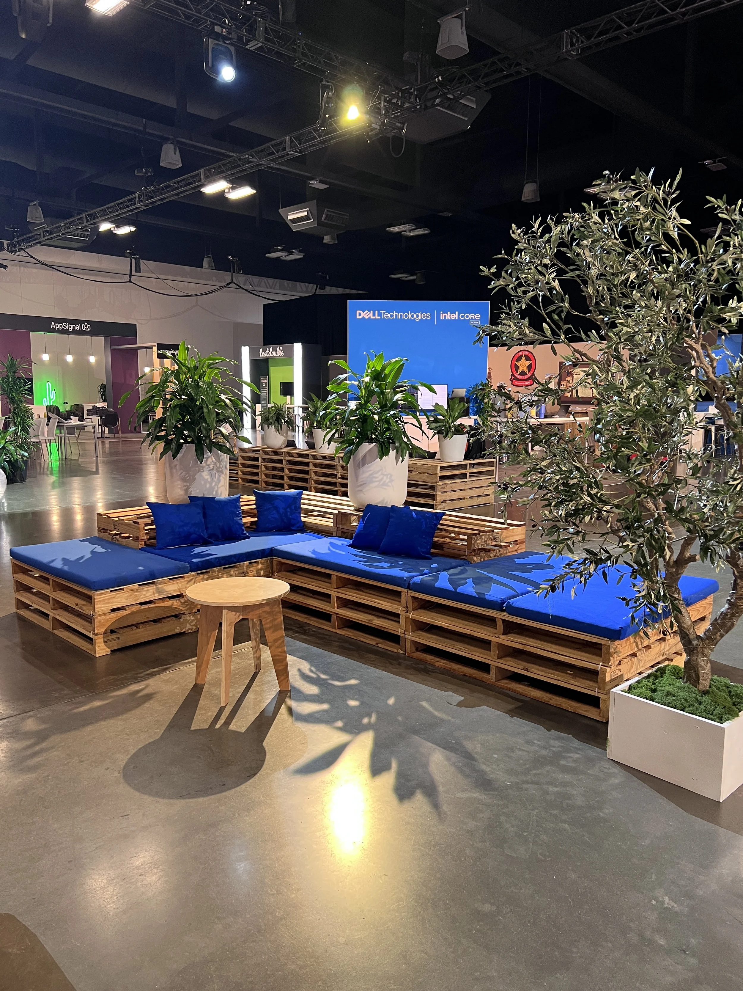 Event furniture in Austin with Navy Blue cushions and pillows