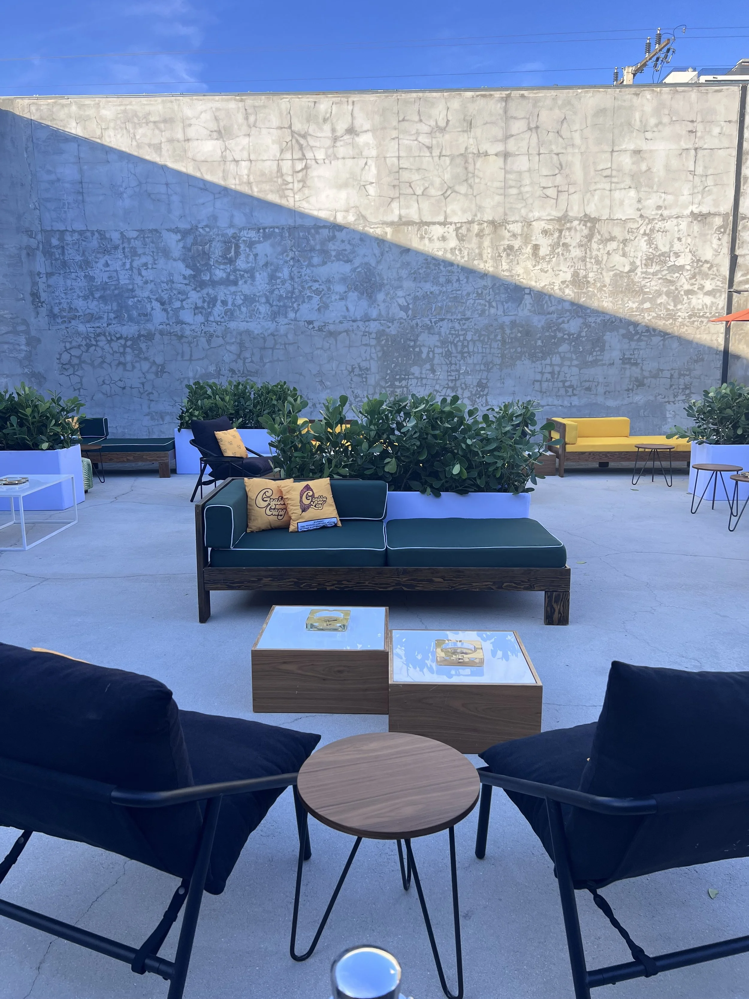 Hunter Green sofa for a VIP lounge in Miami
