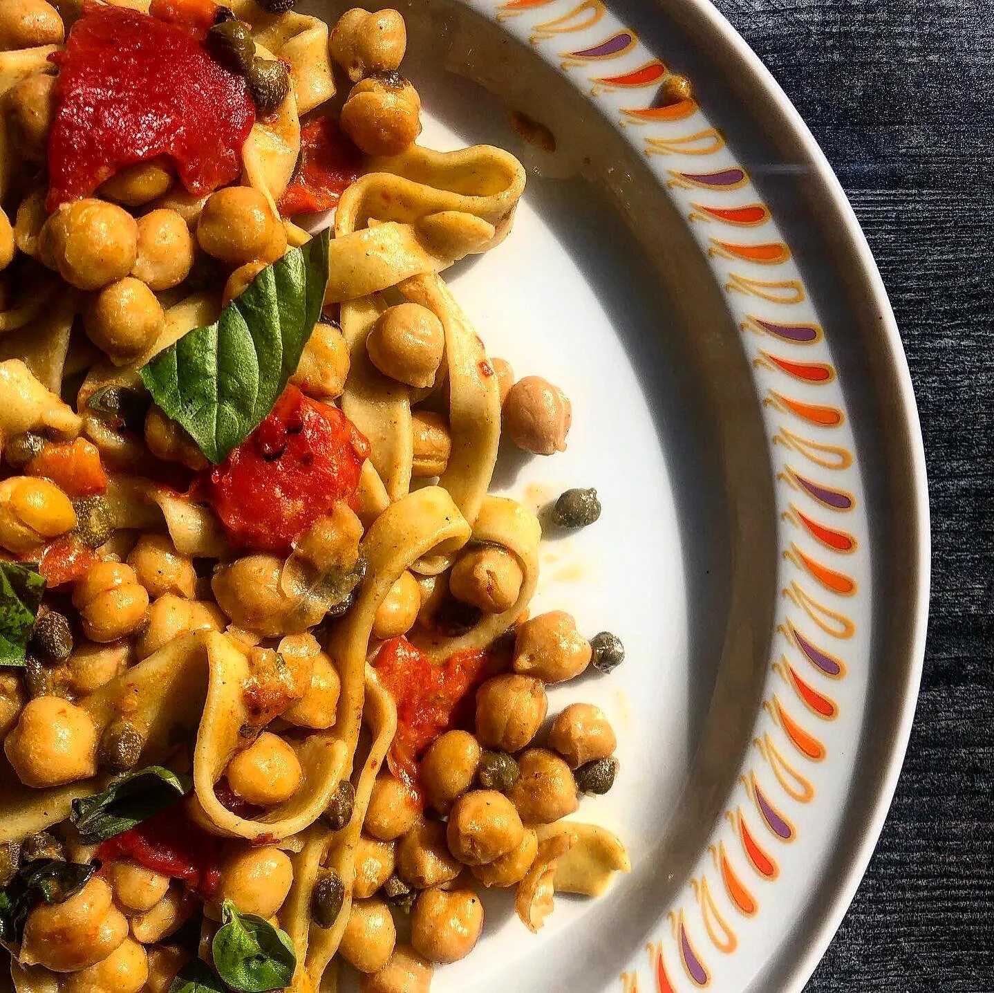 ROASTED RED PEPPER, CHICKPEA + CAPER SAUCE
