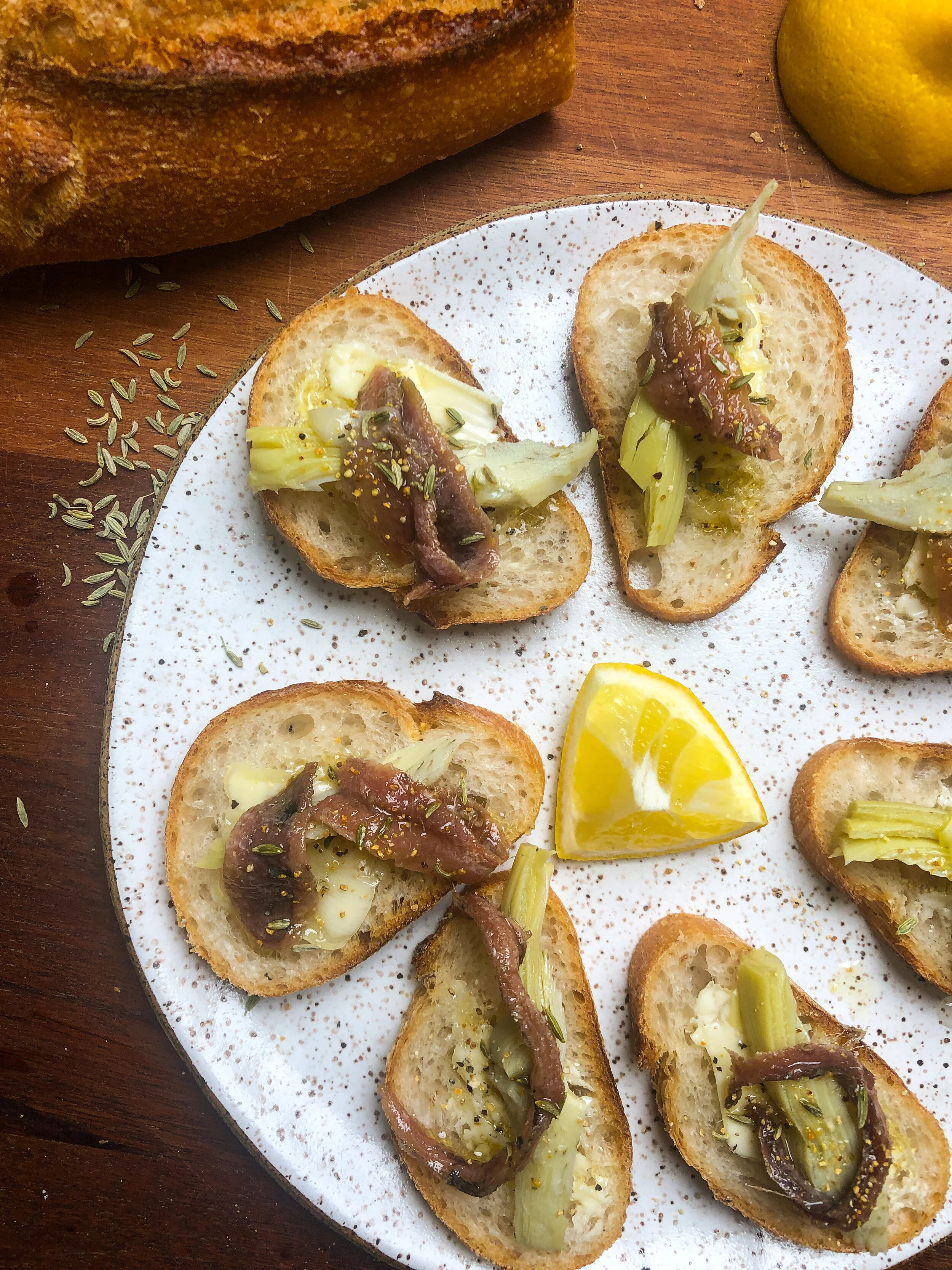 Anchovy &amp; Artichoke Toasts