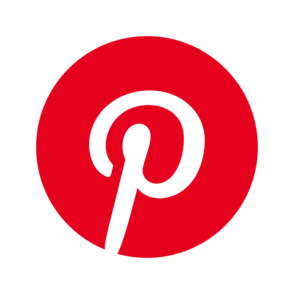 Red circular Pinterest logo with white stylized letter 'P' in the center.