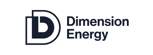 Logo of Dimension Energy with a stylized letter D and the company name.
